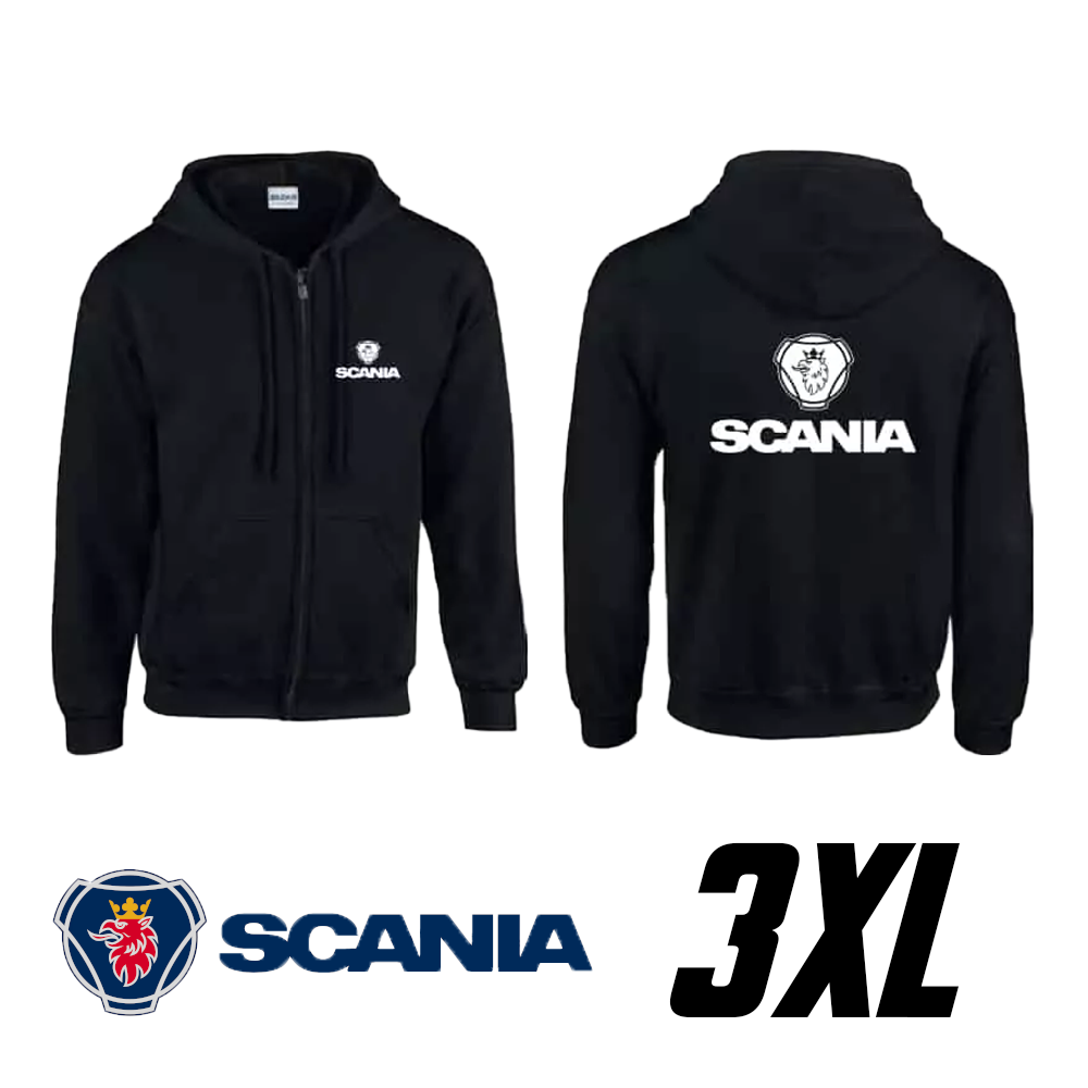 Sudadera negra con capucha y cremallera Scania
