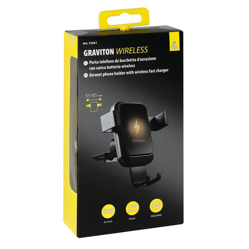 Soporte de móvil para coche con carga inalámbrica y fijación a rejilla de ventilación