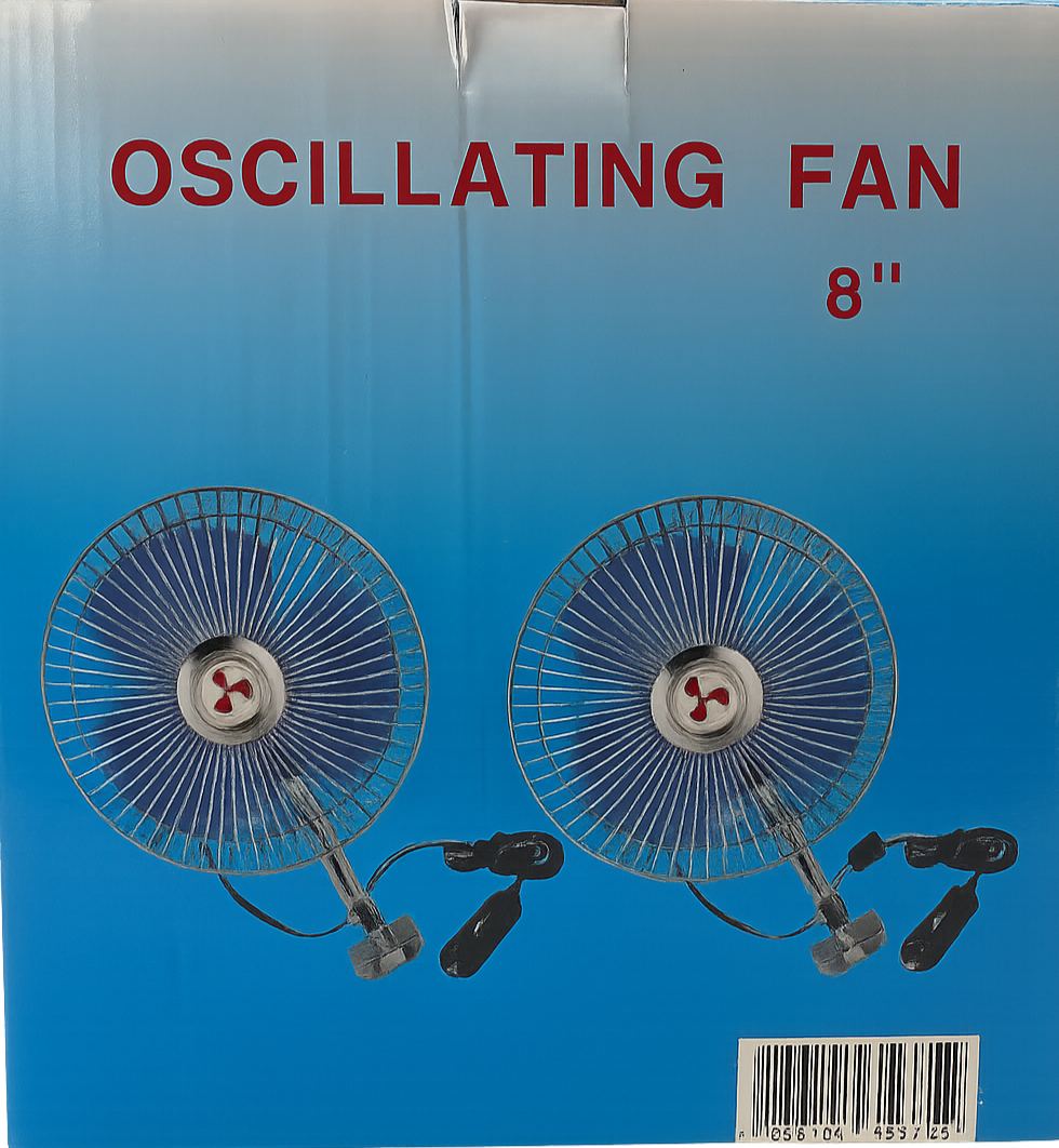 Auto-Ventilator 12V/24V – 20 cm, mit Clip oder Oszillation