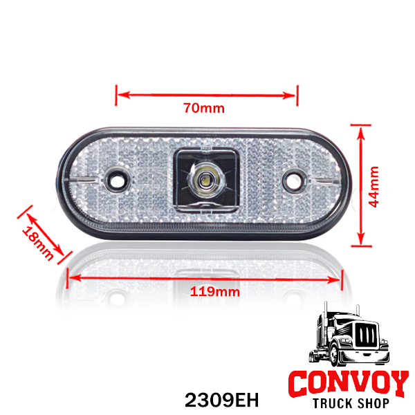 Aspöck LED Positionsleuchte Unipoint mit weißem Kabel, 24V