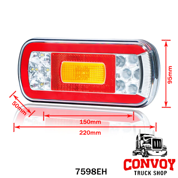 Feu arrière LED 5 fonctions avec prisme pour brouillard – gauche