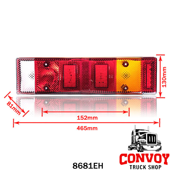 Fanale posteriore LED 7 camere sinistro con luce targa e catarifrangente