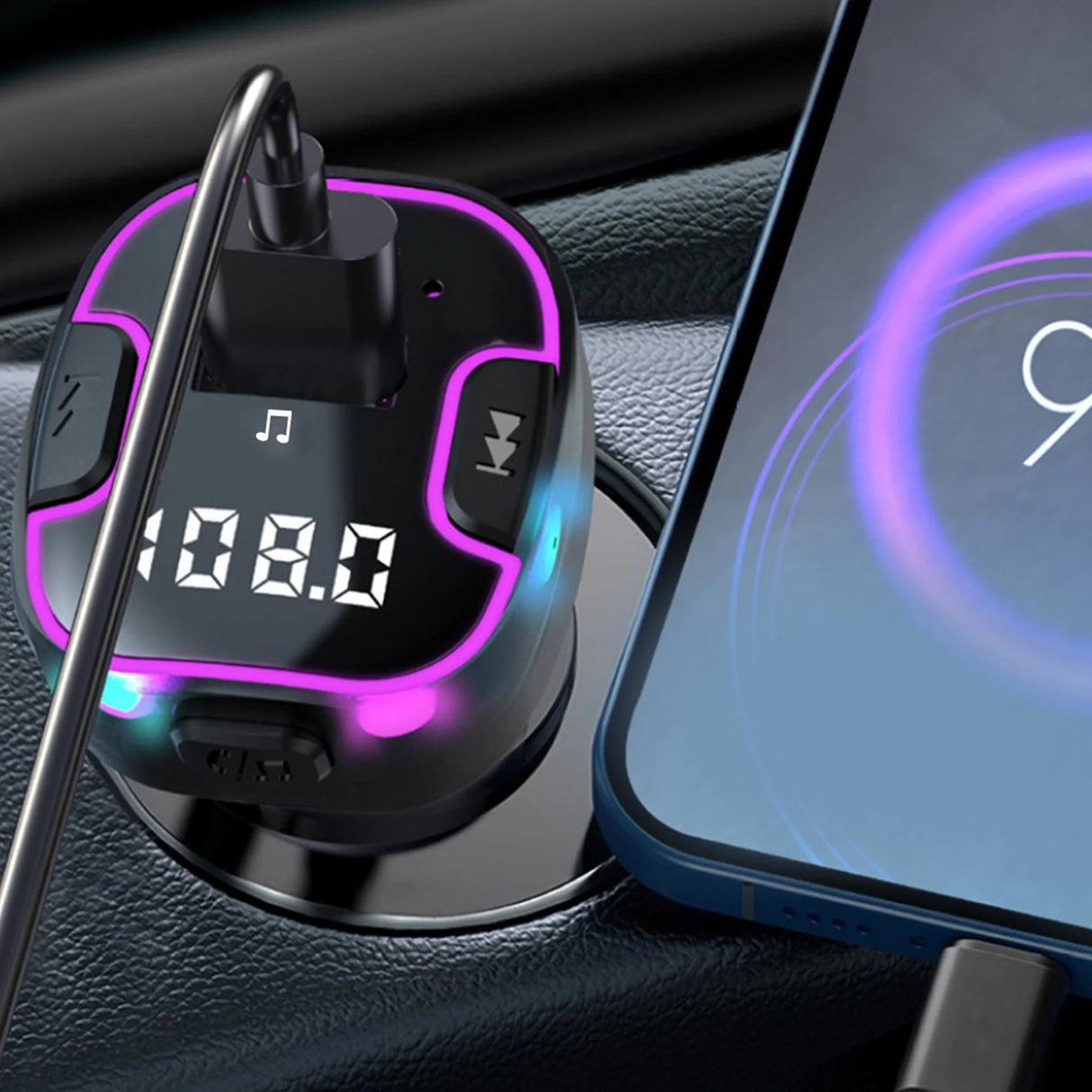 Trasmettitore FM e Caricatore da Auto con 2 USB-A e 1 USB-C