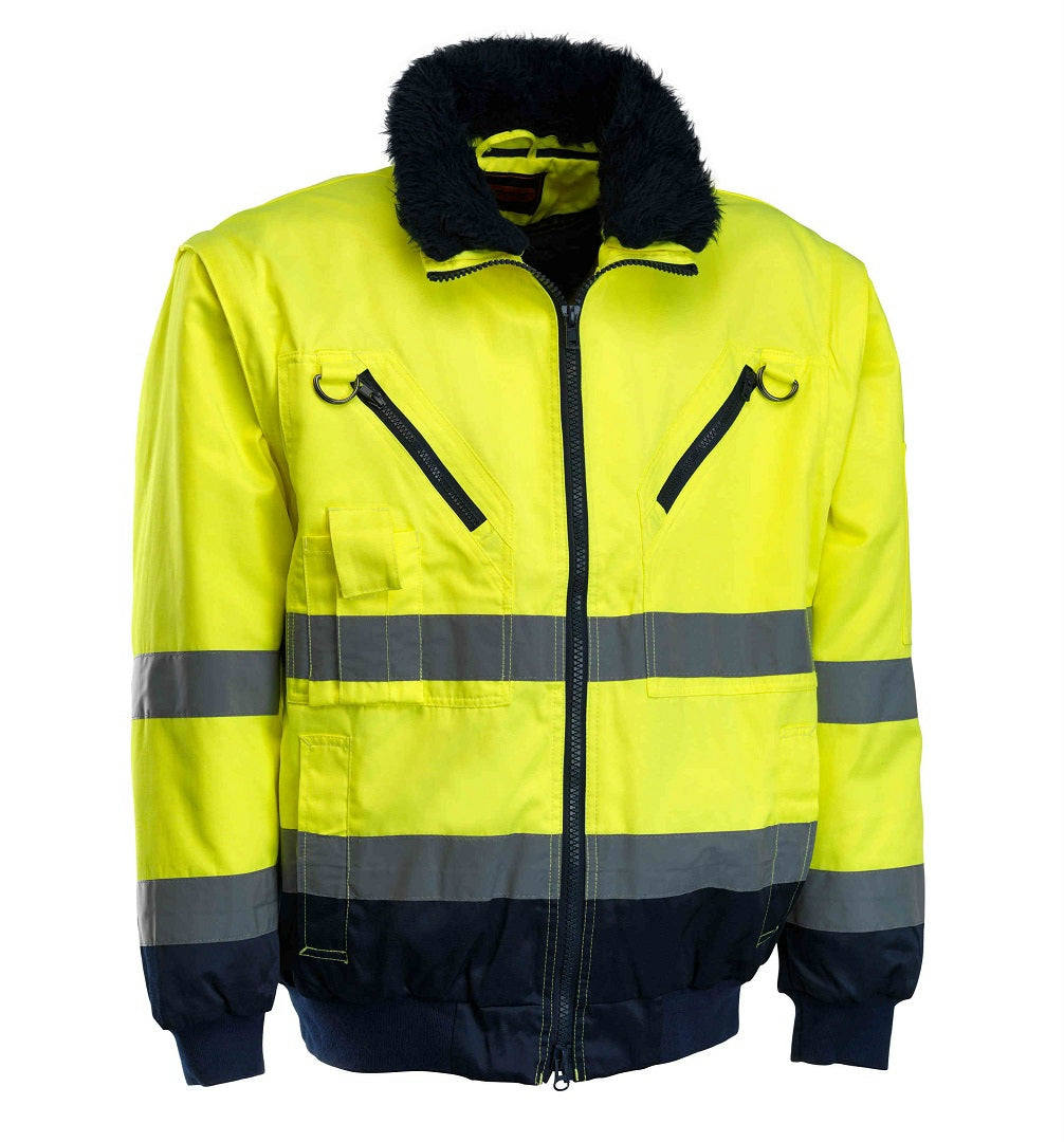 Veste pilote haute visibilité jaune et noire 3-en-1