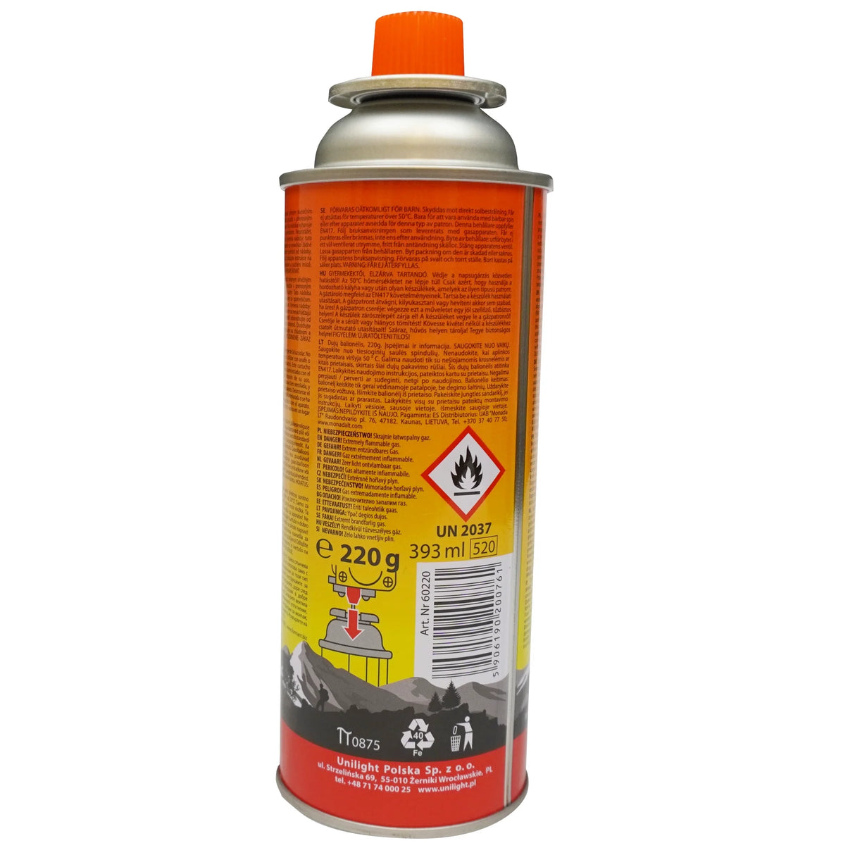 Bombola Gas 393 ml per Campeggio, Grill e Fornelli Portatili