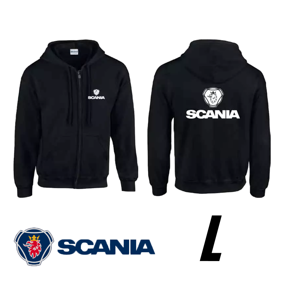 Sudadera negra con capucha y cremallera Scania