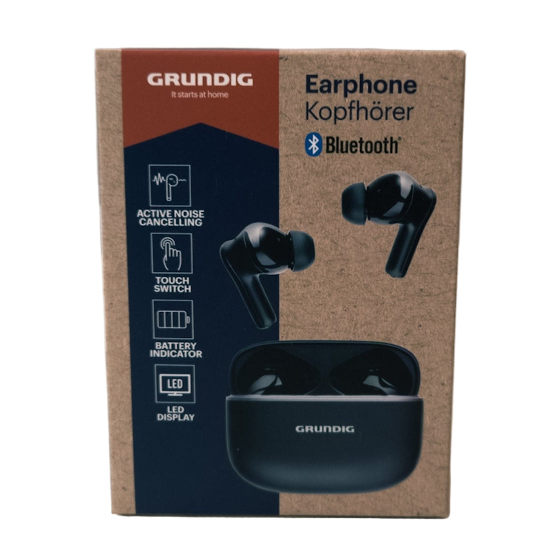 Grundig Bluetooth In-Ear-Kopfhörer mit aktiver Geräuschunterdrückung und Ladecase