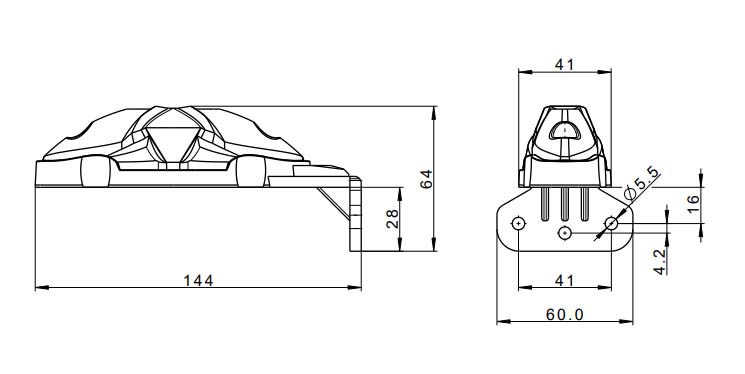 Lampada di posizione LED rosso-bianco-giallo con supporto