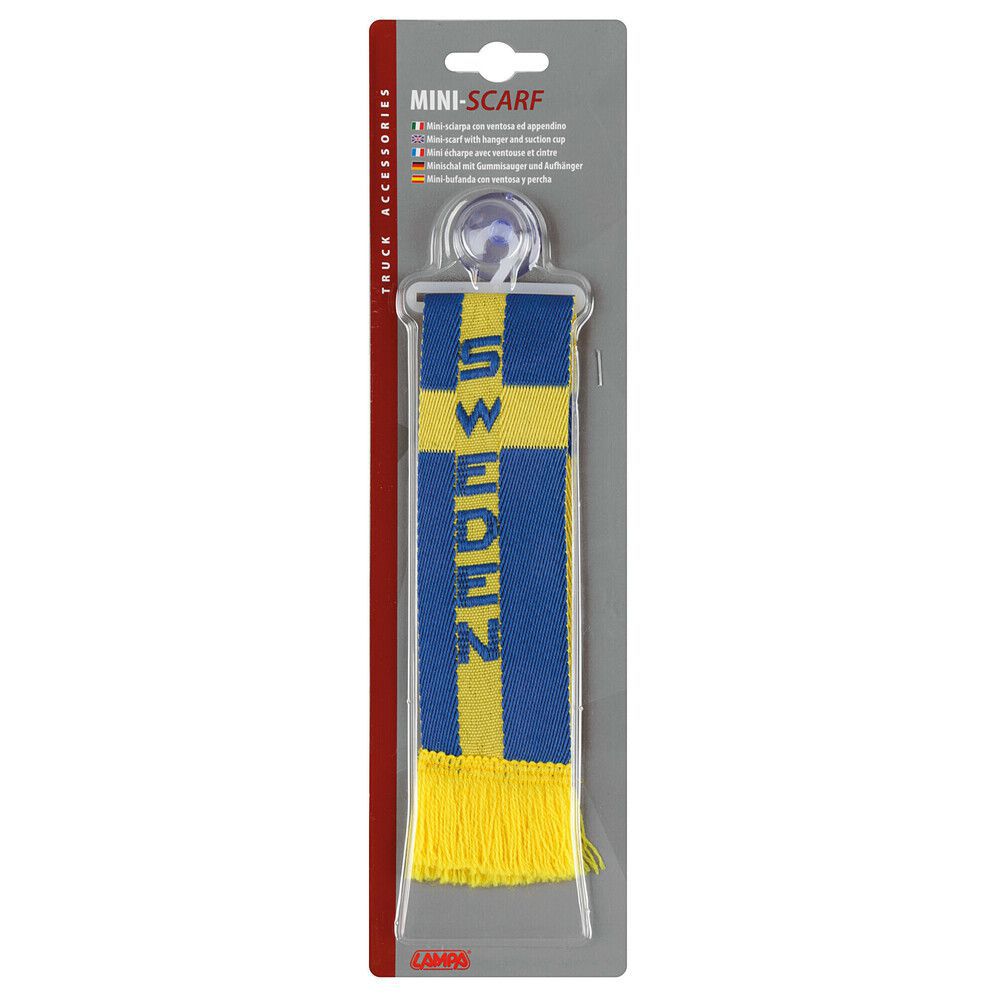 Mini bandiera con nome del paese e scritta decorativa