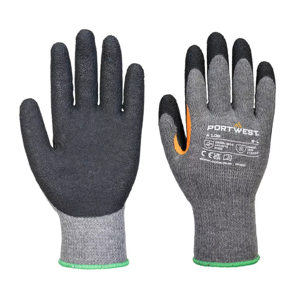Guantes de trabajo con recubrimiento de látex en palma gris/negro talla L