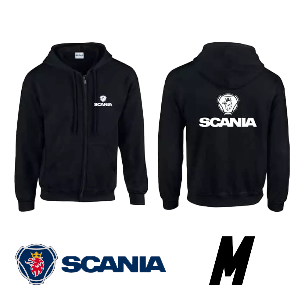 Sudadera negra con capucha y cremallera Scania