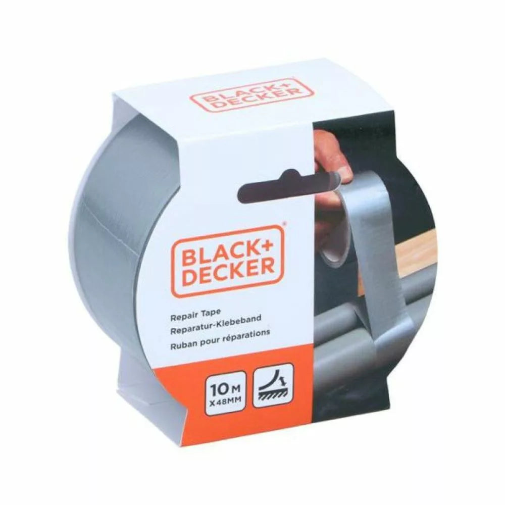Black+Decker Reparaturband für Planen, 10 m x 48 mm, schwarz