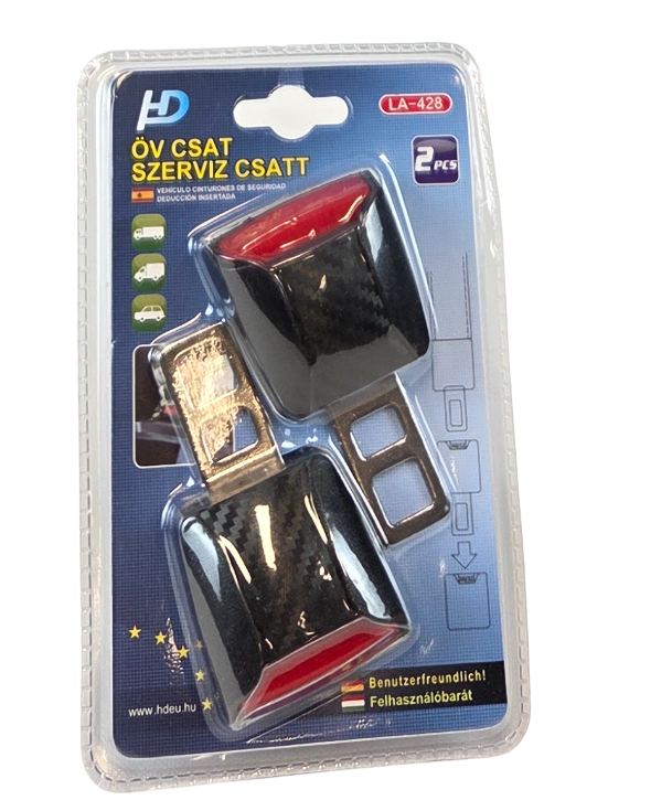 Set de 2 Adaptadores para Hebilla de Cinturón de Seguridad con Acabado Carbono