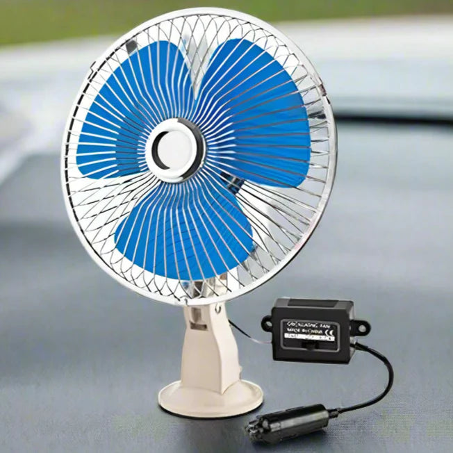 Ventilador para coche 18 cm – 12V/24V, oscilante, varias fijaciones