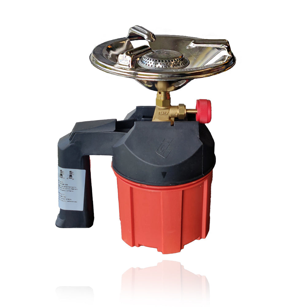 Hornillo de gas para camping con cuerpo de plástico – compatible con cartucho de 190 g