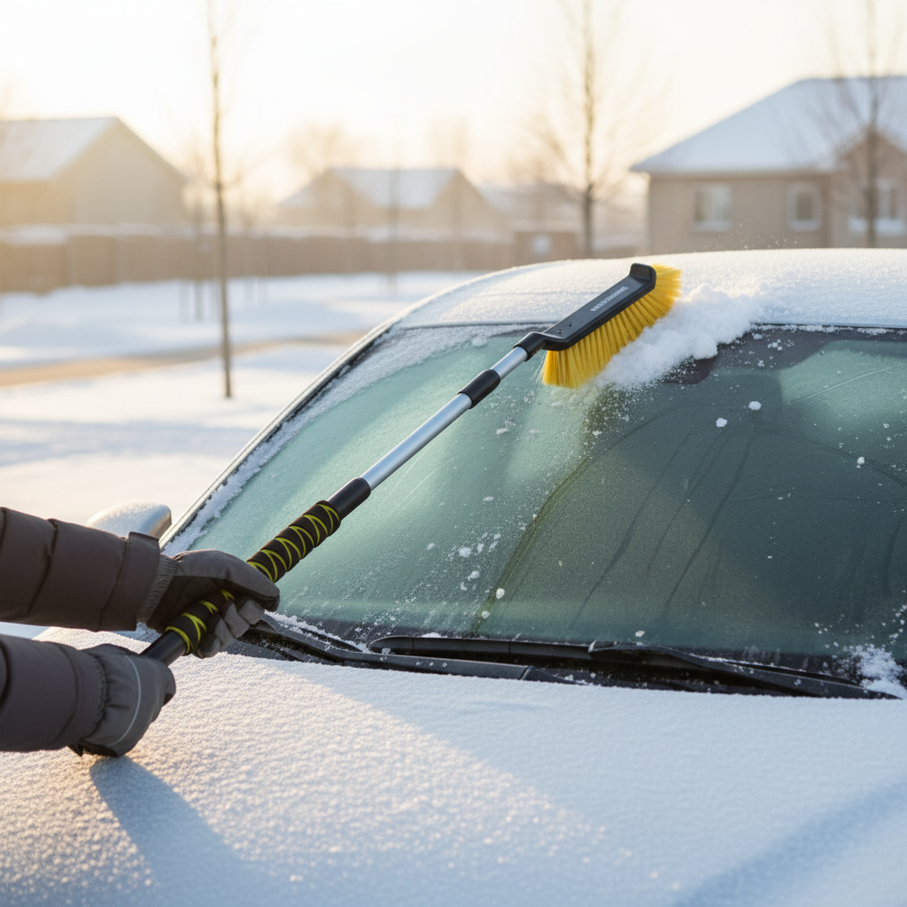 Teleskopischer Eiskratzer mit Schneebesen – 71 cm