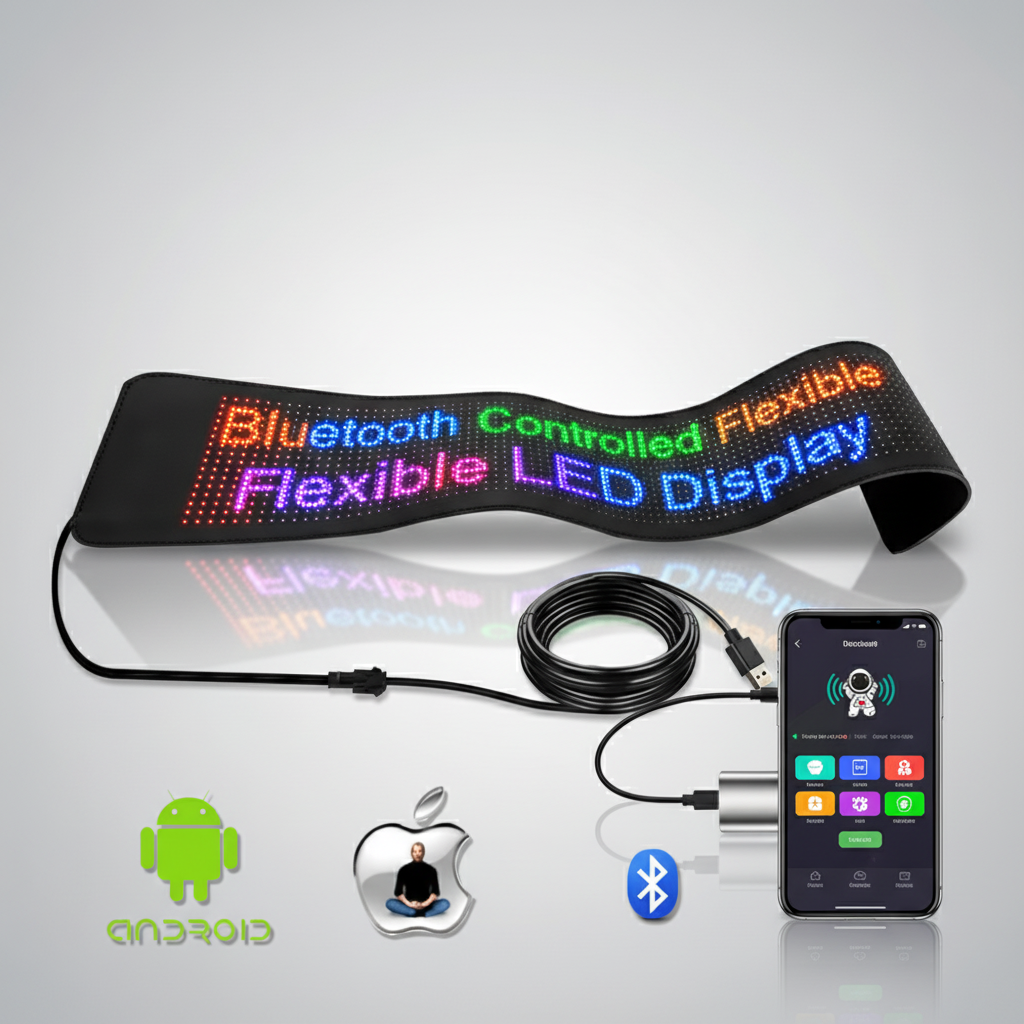 Flexibles LED-Display-Set mit Augen-Animation, Bluetooth-Steuerung, 12V, 590x120mm