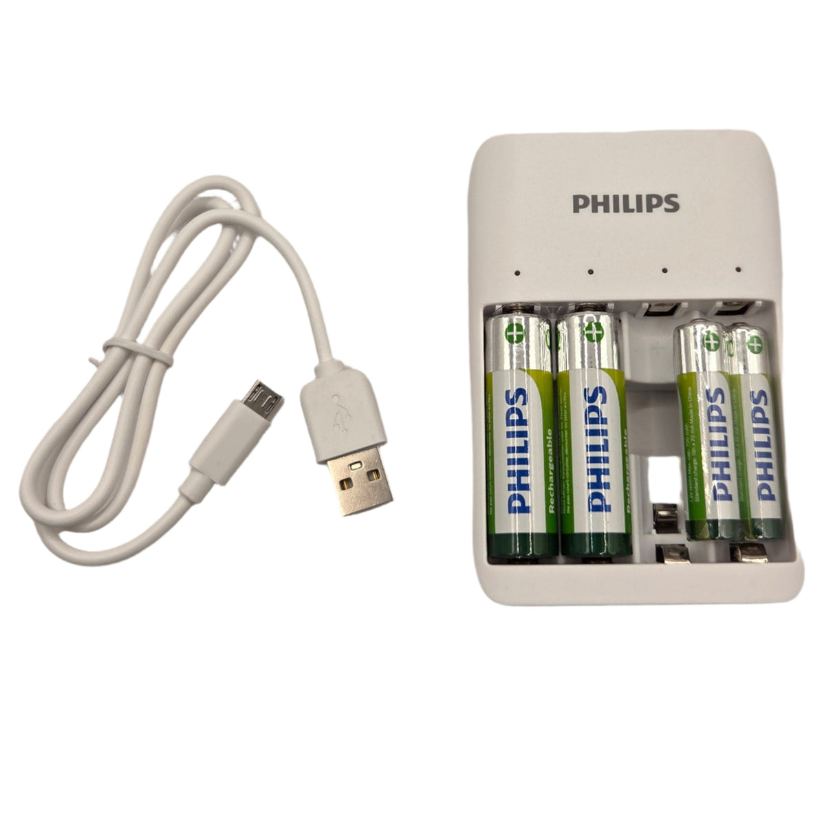 Cargador de pilas Philips con cable USB SCB4013NB/00