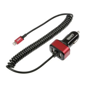 Cargador de coche con doble USB, Micro USB y conector para iPhone