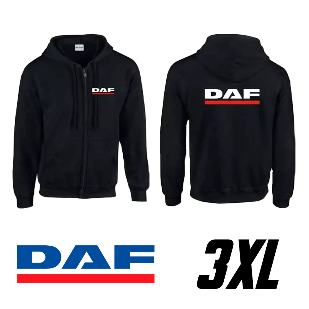 Felpa nera con cappuccio e logo DAF