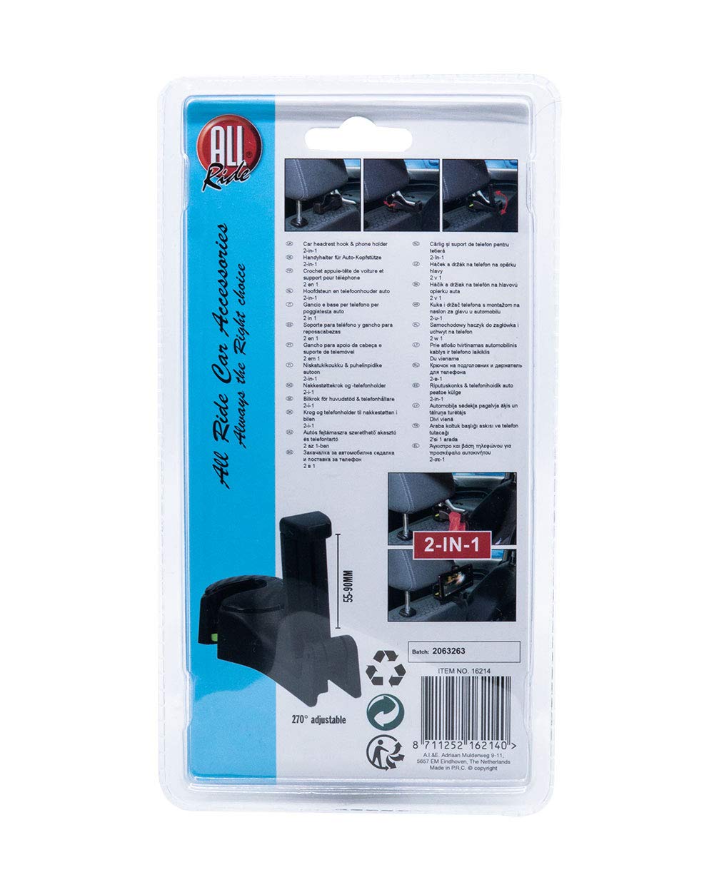 2-in-1 Car Headrest Phone Holder & Hook