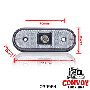 Aspöck LED Positionsleuchte Unipoint mit weißem Kabel, 24V