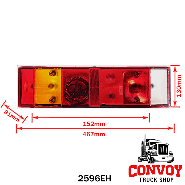 Fanale posteriore grande per Iveco - lato sinistro con illuminazione targa e posizione laterale