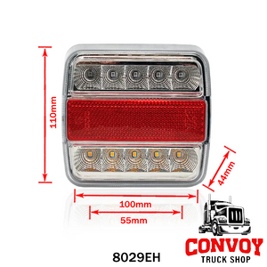 LED Rückleuchte mit 4 Funktionen für Anhänger, 12V/24V, mit Dreieckprisma