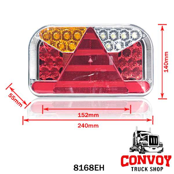 Luz trasera LED 5 funciones con prisma triangular – izquierda con luz antiniebla