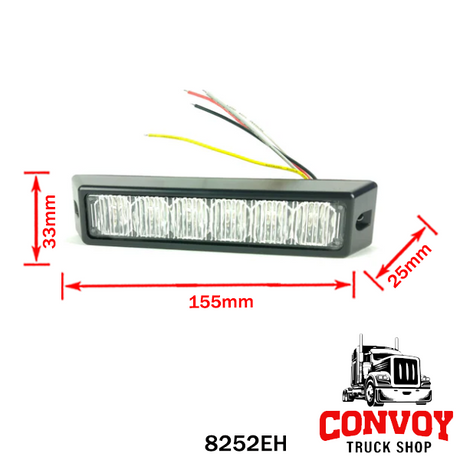 Kompakte LED-Warnleuchte Gelb – 6 LEDs, 18 Blitzfunktionen, 12/24V