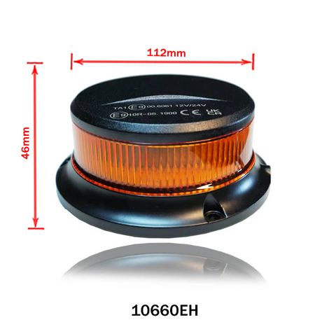 Gelbe LED Rundumleuchte mit Magnetfuß – 18 LEDs, 12/24V