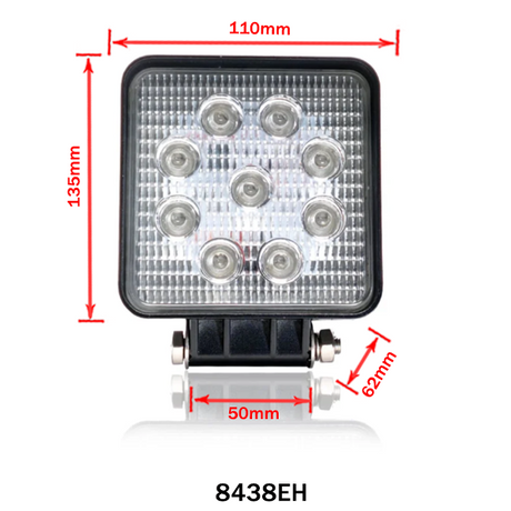 Lampada da lavoro LED quadrata 27W luce blu 12/24V