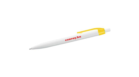Bolígrafo blanco con clip amarillo y tinta azul convoy.hu