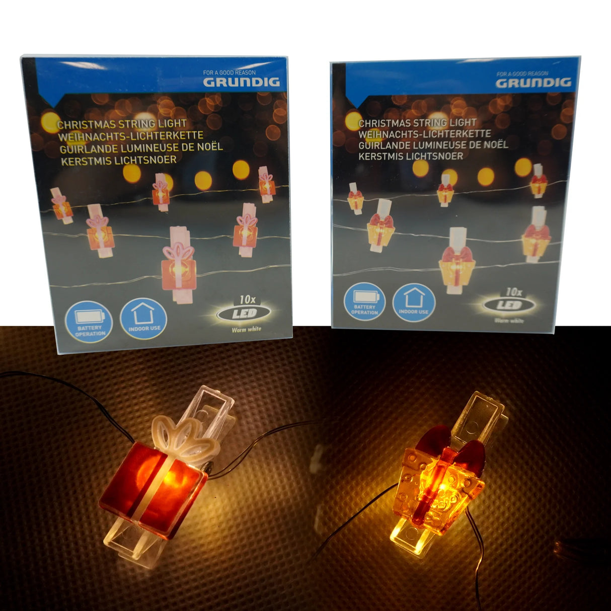LED Lichterkette Weihnachten – 10 LEDs, 120 cm, batteriebetrieben