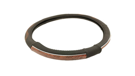 Coprivolante nero con inserti effetto legno 44-46 cm