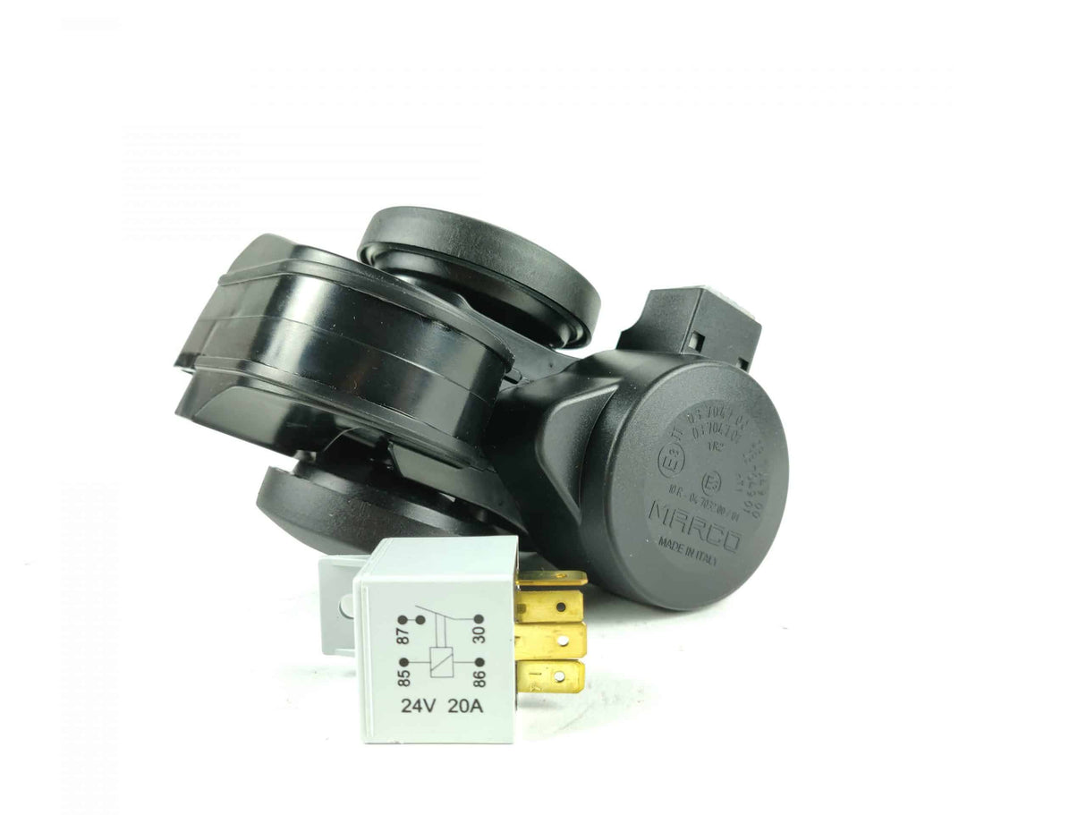 Klaxon compresseur double tonalité 112 dB – 12V ou 24V