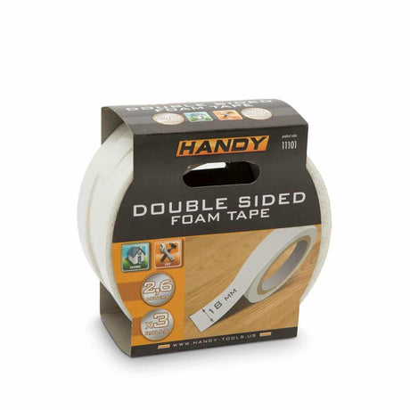 Cinta adhesiva de doble cara con capa de espuma – Pack de 3 unidades (18 mm x 2,6 m)