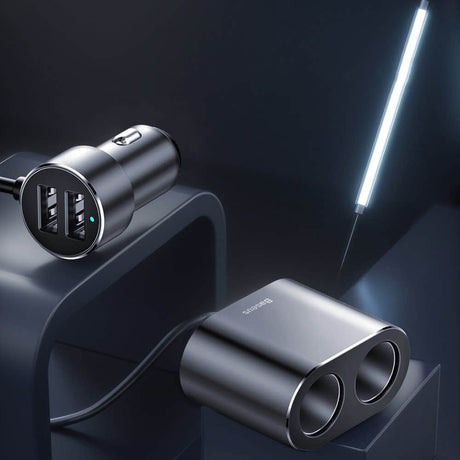 Caricatore da auto Baseus One to Two con doppia USB e uscita 80W - Nero