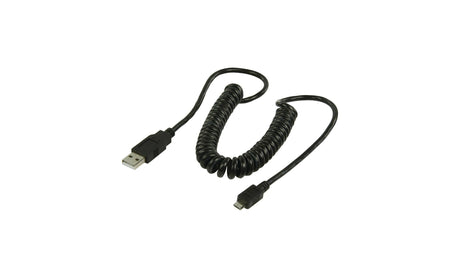 USB-A to Micro USB-B Spiral Charging Cable 2m