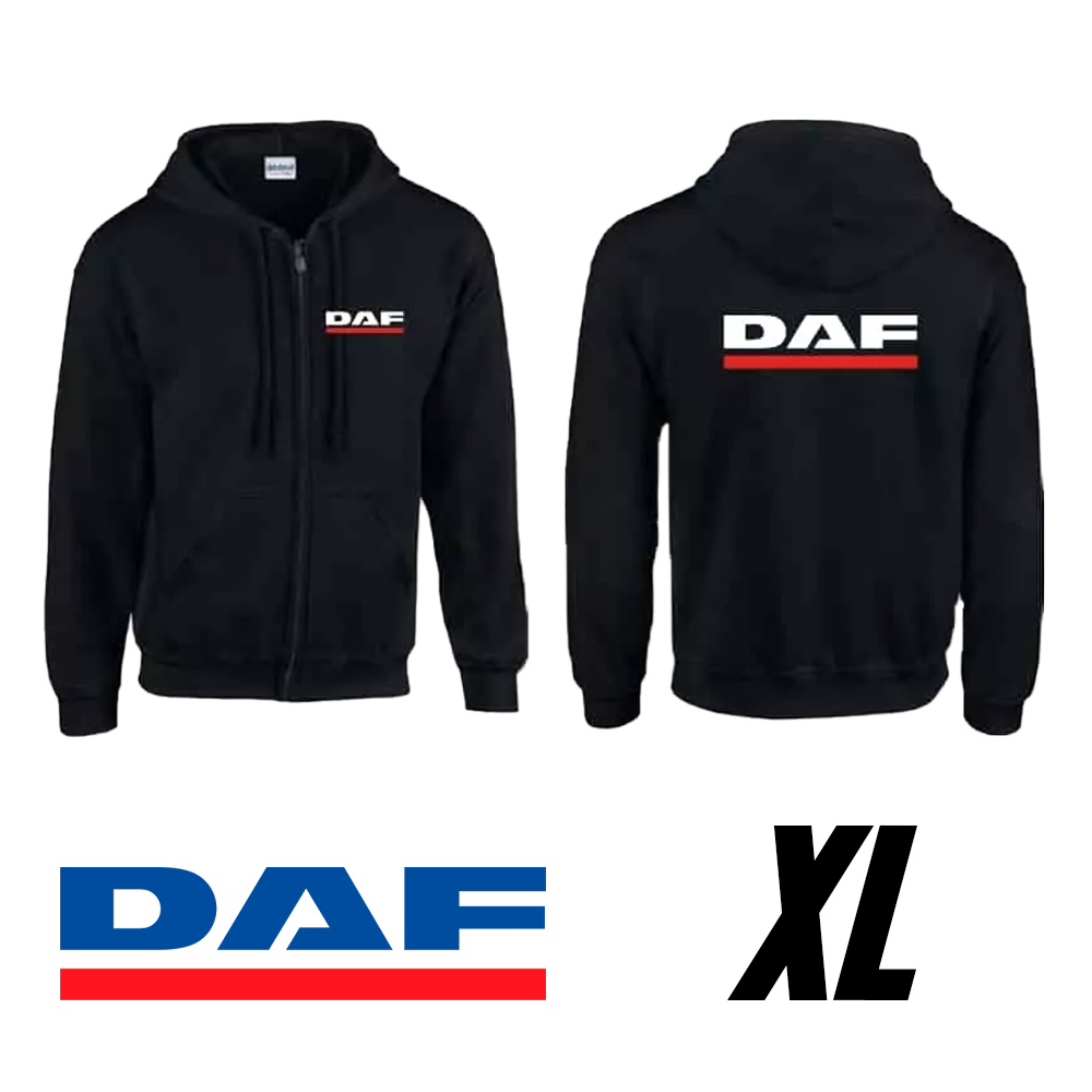 Felpa nera con cappuccio e logo DAF