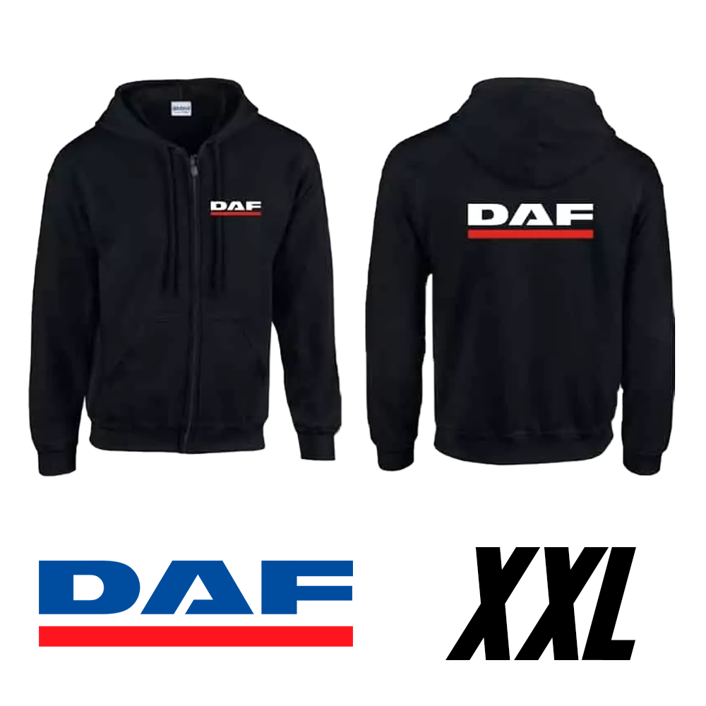 Felpa nera con cappuccio e logo DAF
