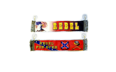 Mini bandera horizontal para coche con ventosas y flecos – 39 cm