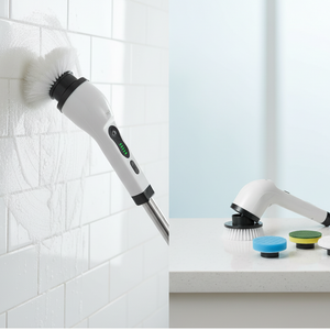 Spazzola Elettrica per la Pulizia con Manico Telescopico e 8 Testine