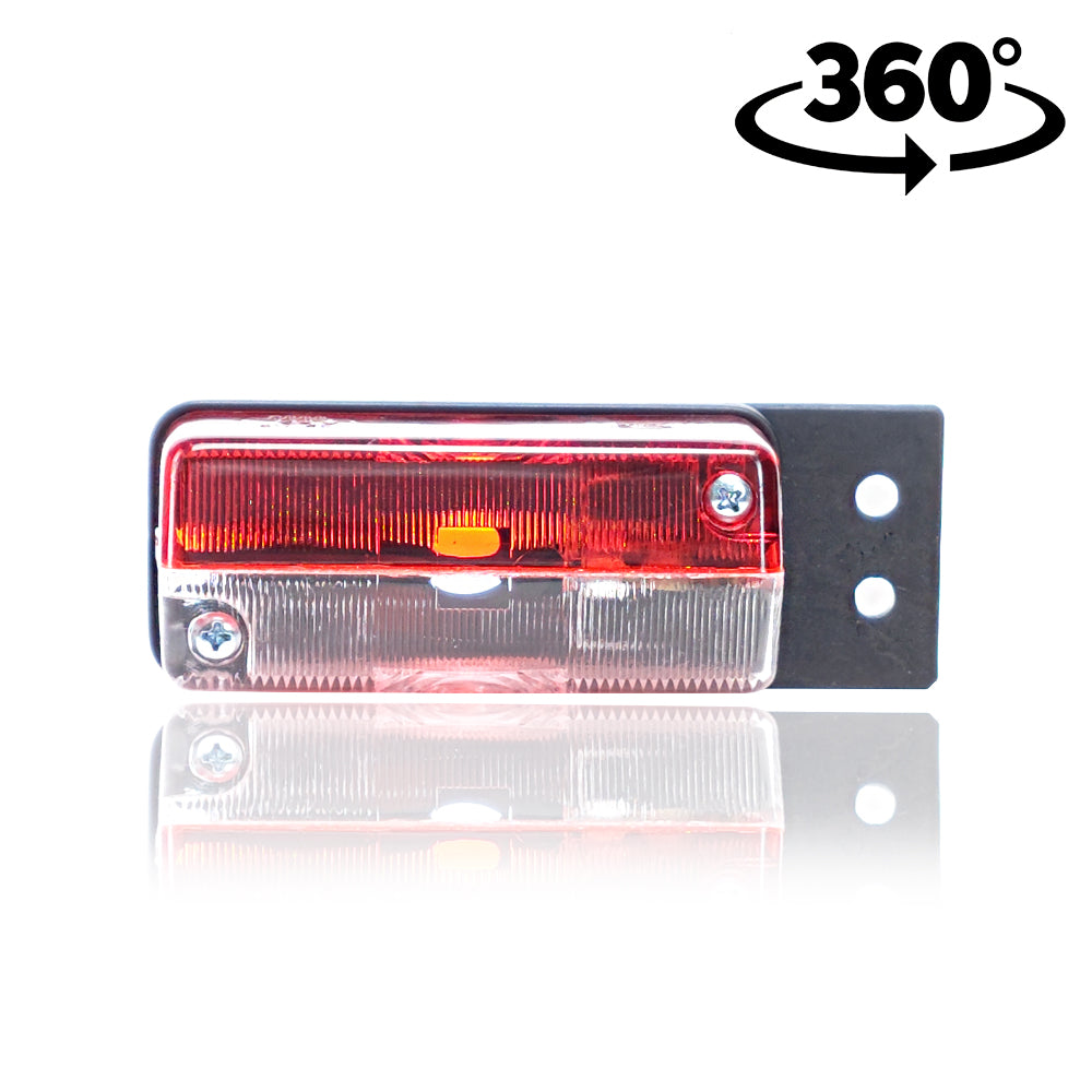 Positionsleuchte Rot-Weiß mit geradem Halter, verschraubt