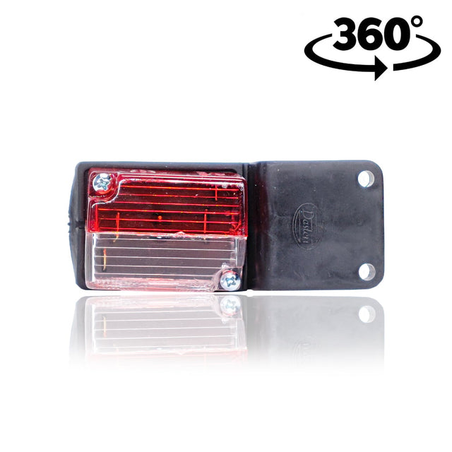 Lampe latérale cube rouge et blanc sur support en caoutchouc