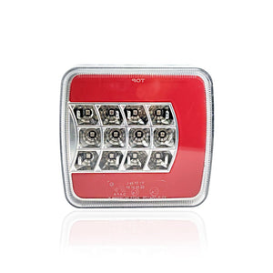 LED Rückleuchte mit 4 Funktionen – transparent, ohne Reflektor, 12/24V