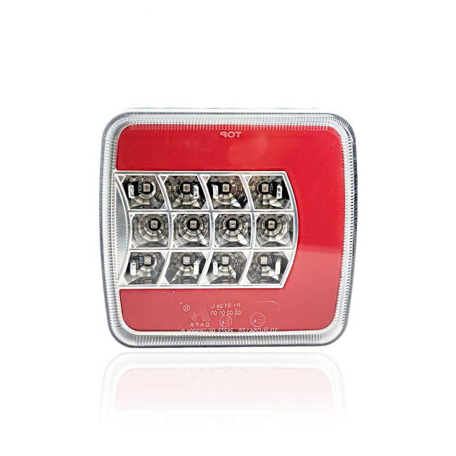 LED Rückleuchte mit 4 Funktionen – transparent, ohne Reflektor, 12/24V