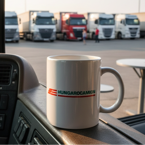 Taza blanca Hungarocamion – 330 ml con logotipo clásico